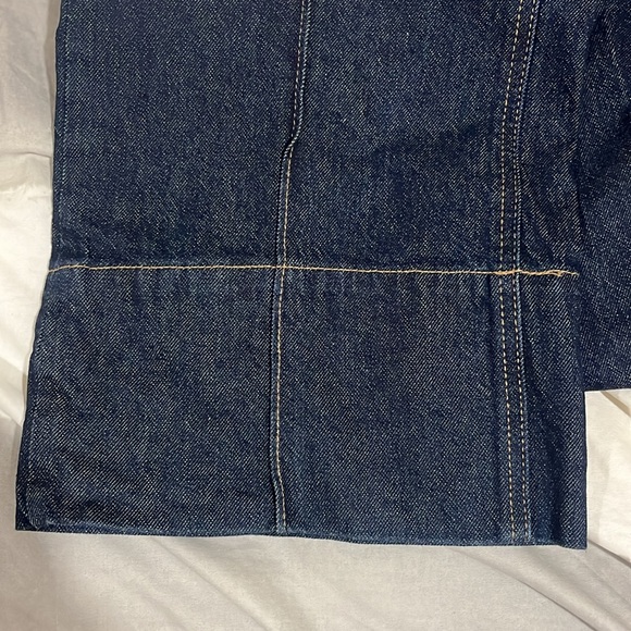 Wide leg dark wash denim jeans with front seam - Picture 2 of 6